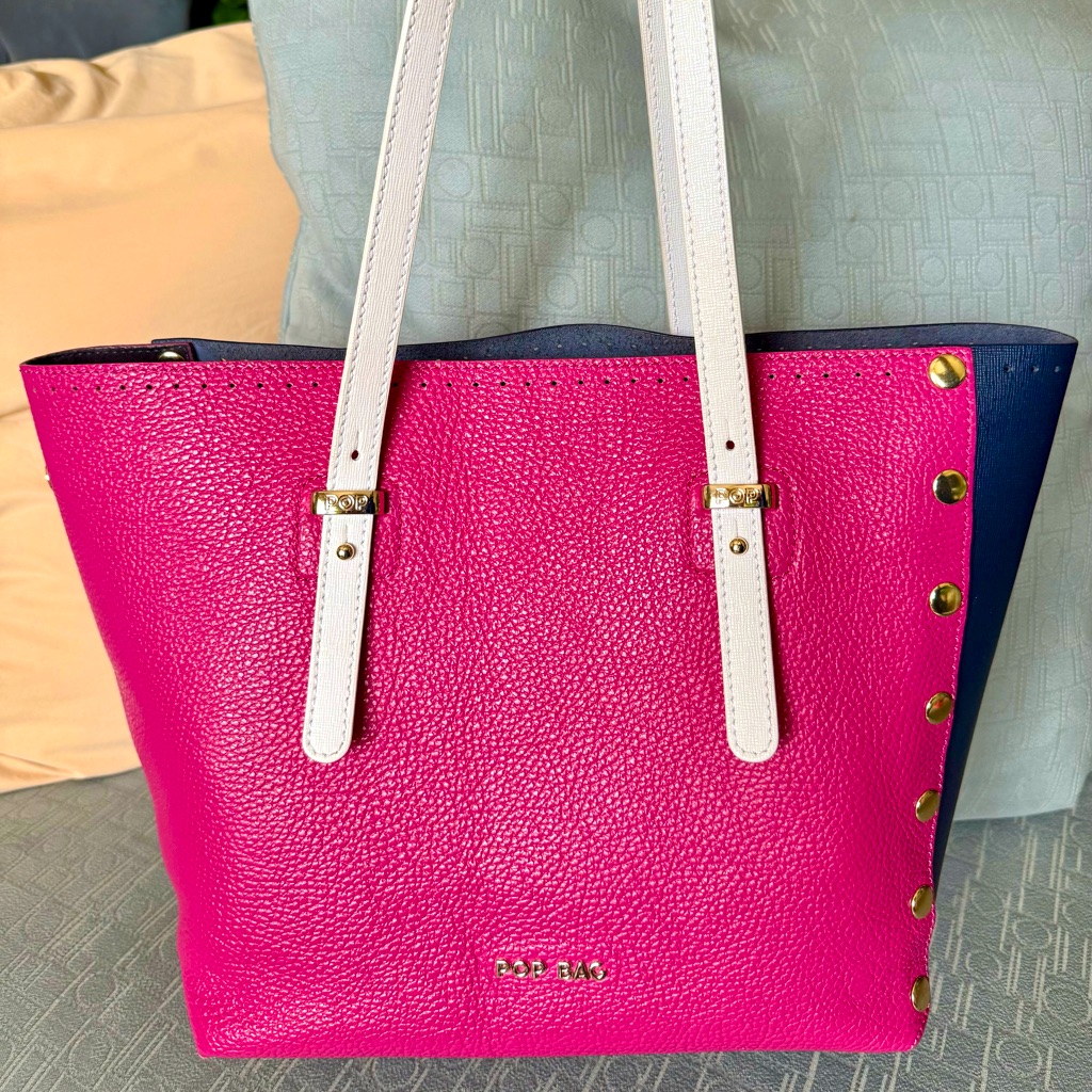 Rare Vintage Pop Bag Saffiano Leather Tote Bag Bought In Nyc Japanese Brand